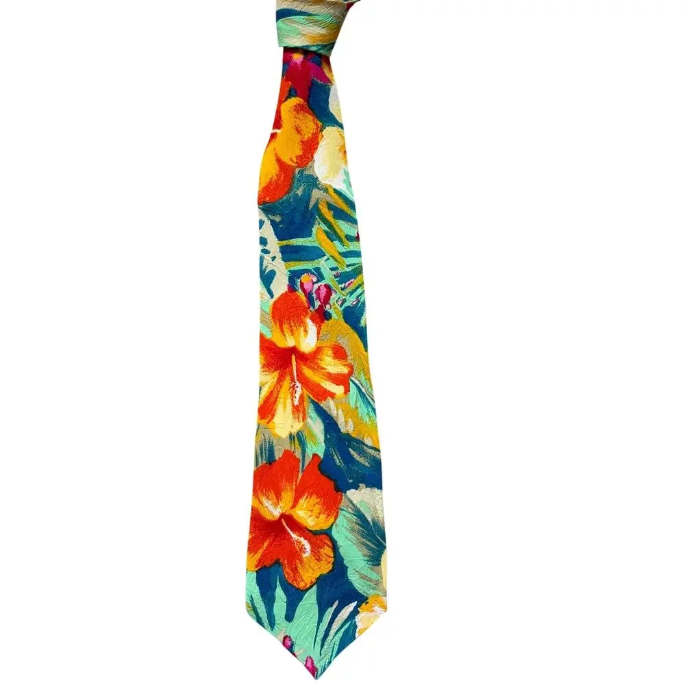 Vintage Retro Jams World Hawaiian Colorful Floral Tie